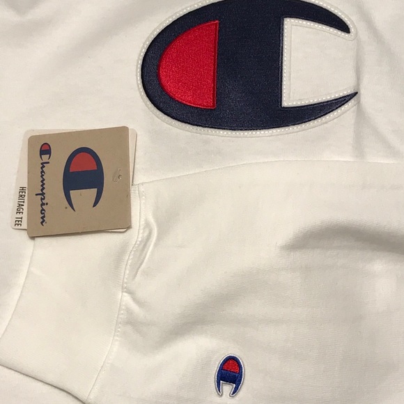 CHAMPION Men’s Long Sleeves White T-Shirt XXL - Picture 5 of 5